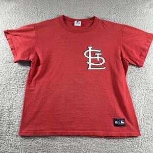 VINTAGE‎ St. Louis Cardinals Shirt Mens Large Red Starter Smith #1 Single Stitch